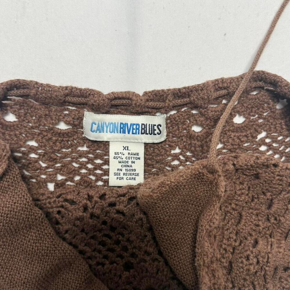 Brown crochet halter top with tie back detail Size XL - Picture 3 of 4